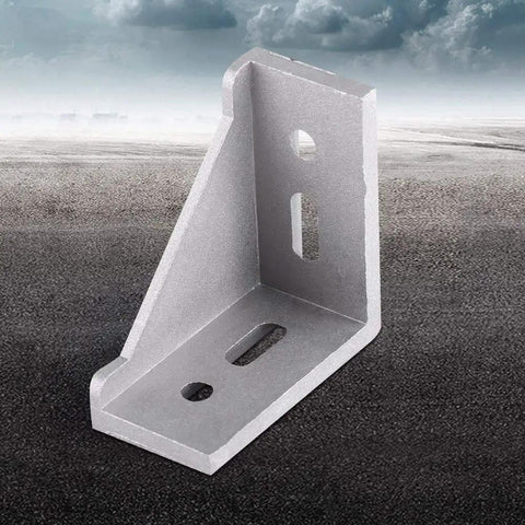 Heavy Duty Aluminum Alloy L Shape Corner Bracket Right Angle Brace 58x58mm Durable Reinforcement for doors and furniture 5 piece set ideal for cabinets shelves frames and DIY projects with easy mounting holes single bracket view