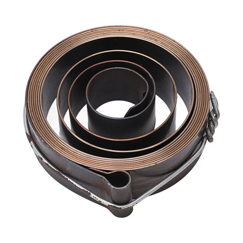 Fast Return Drill Press Quill Spring Coil in Chrome Plated Spring Steel, 19mm wide, 64mm outer diameter; coiled view