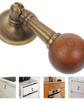 Vintage Cabinet Door Pull Handle In Antique Brass With Black Walnut Wood Round Pendant Knob, Easy Install Drawer Pull