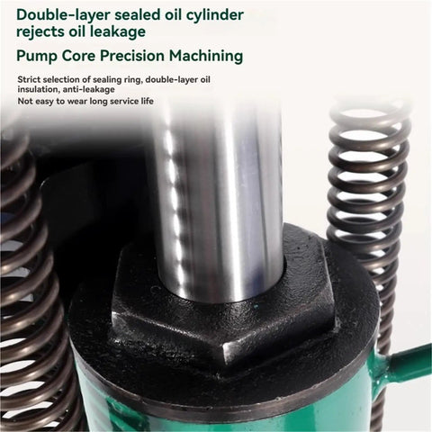 Close-up of the double-layer sealed oil cylinder in a 5 Ton Portable Hydraulic Claw Jack Built Tough With Heavy Duty Aluminum Frame.