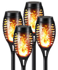 Outdoor Halloween Lights Four Pack LED Torch Lanterns With Flickering Flame Effect Waterproof Tiki Torches for lawn and garden