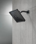 Siderna Shower Arm Flange Matte Black RP51034BL Replacement Part For Brizo Shower System, modern square showerhead view.