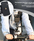 Person using Magnetic Backplate Mount for Osmo Nano With One Quarter Inch Thread Adapter on bike handlebar
