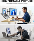 Adjustable Monitor Stand With One Arm Desk Mount For 32 Inch Monitor And 17 Inch Laptop, Heavy Duty Ergonomic Bracket in office setting