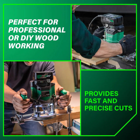 Cordless Plunge Router Beast Mode 36V Variable Speed 11,000 To 25,000 RPM Lightweight 6.9 Lbs LED Work Light in use cutting wood