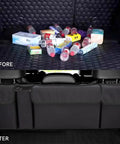 Car Trunk Organizer With Backseat Hanging Storage, before and after view with organized storage, adjustable straps, and waterproof PVC material