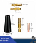 24Piece Flux Core Gasless MIG Welding Kit With 0.030 Tips, Nozzles And Diffusers displayed with dimensions.