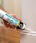 Applying Paintable Acrylic Latex Caulk For Multi Surface Use White 10.1 Oz 12 Pack Flexible Waterproof Sealant to baseboard