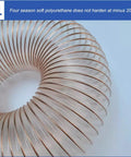 Close-up of Heavy Duty Flexible Vacuum Hose Extension With Secure Clamps Puncture Resistant Polyurethane Ducting.