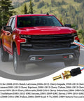 Road Ready Direct Fit Engine Coolant Temperature Sensor Replacement For 19236568 Heavy Duty Water Temp Sender mounted on red truck.