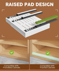 Set Of Two White Pull Out Cabinet Organizer Shelves showing raised pad design for framed and frameless cabinets.