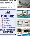 Pool Rules Sign Vintage Tin Sign Swim At Your Own Risk Warning For Poolside Beach Park Decor 8x12 Inches Classic Water Safety Plaque