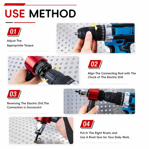 Step-by-step guide using Rivet Nut Gun Adapter Kit For Drill With Carrying Case DIY Friendly Pro Grade Fits M3 M4 M5 M6 M8 Rivnuts