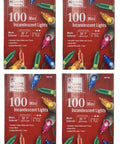 Packaging of 20 Foot Long 100 Incandescent Mini Bulb String Lights Multicolor With Green Wire Connects Up To 5 Sets