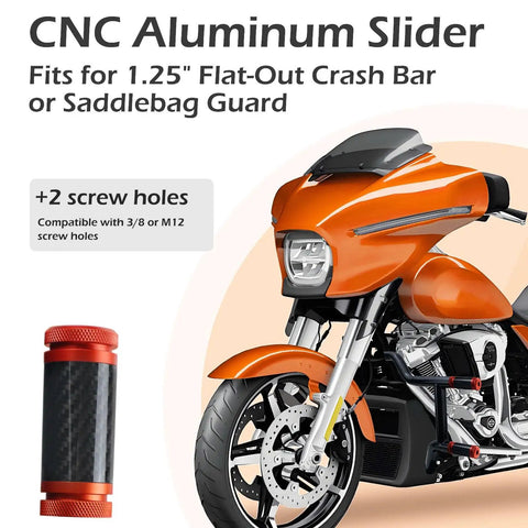 Dope 1.25 Inch Crash Bar Sliders End Caps With CNC Carbon Fiber Inlay Orange Rugged Aluminum Guard Caps for motorcycle