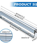 Awesome 16-Inch Galvanized Steel Conveyor Rollers With Brackets, 1.5 Inch Diameter And Super Strong Axle For Woodworking Projects And Heavy Duty Roller Stands Easy Snap In Install Handles Up To 120 Lbs Load Capacity Durable Finish Two Pack Set dimensions displayed with roller size and measurements.