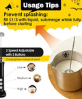 Rechargeable Milk Frother Handheld With 3 Detachable Stainless Steel Whisks 3 Speed Adjustable Electric Whisk Foam Maker