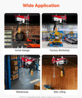 Heavy Duty 2200 Pounds Electric Hoist 110V 40 Ft Lift With 14 Ft Corded Remote in home garage, factory, warehouse, and attic settings.