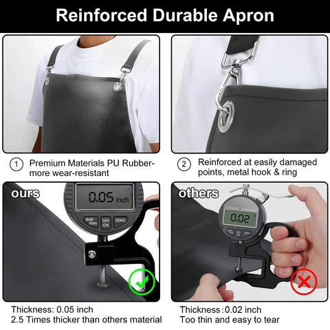 Heavy Duty Waterproof Vinyl Apron 43 Inch Cross Back Adjustable Dishwashing Apron with anti tear design and reinforced hook details
