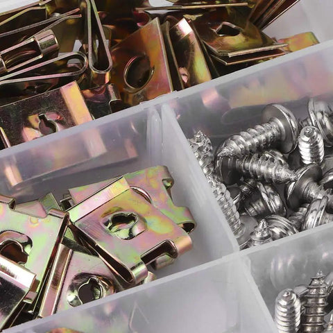 Heavy Duty Stainless Steel U Clamps And Speed Nuts Kit With Screws, Hella Tough Snap Fasteners For Quick Car Repairs, Easy Install Auto Hardware Pack In Sturdy Storage Box