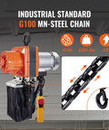 1 Ton Electric Chain Hoist Workhorse With 10 Ft Lift Height And 10 Ft Per Minute Speed 120V Single Phase overhead view