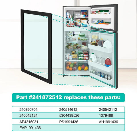 Upgraded 241872512 Refrigerator Door Gasket Replacement For A Tight Seal Fits Fridge Door Seal Replaces 240514612 240542112 240542124 5304439526 Kenmore Freezer Gasket EPDM Rubber High Temp Welded 1600 Fahrenheit shown in refrigerator installation