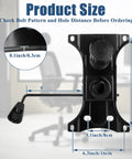 Heavy Duty 660 Lbs Office Chair Base Replacement With Swivel Tilt Plate featuring dimensions and mounting hole details