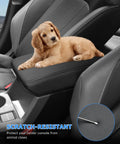 Premium Leather Center Console Armrest Cover For 2024 2025 2026 Subaru Crosstrek And Impreza with puppy, showing scratch resistance