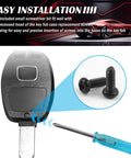 Stainless Steel M2 X 5 Key Fob Screws Kit 12 Pieces With Screwdriver for Honda, showing screw installation in key fob shell.