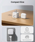 Heavy Duty Sideways Wall Outlet Extender With Three Power Sockets For Fast Charging Laptops Phones And Gadgets High Amp 1875W Wall Plug Adapter on wooden table with compact design