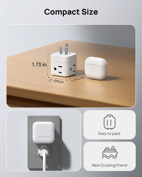 Heavy Duty Sideways Wall Outlet Extender With Three Power Sockets For Fast Charging Laptops Phones And Gadgets High Amp 1875W Wall Plug Adapter on wooden table with compact design