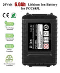 20V 6Ah Lithium Ion Battery for PCC685L with protection features for safe operation, heavy duty build, rechargeable.