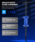 Heavy-duty 5 lb slide hammer from All In One Slide Hammer Puller Kit DIY Ready 22 Piece front view with ergonomic T-grip.