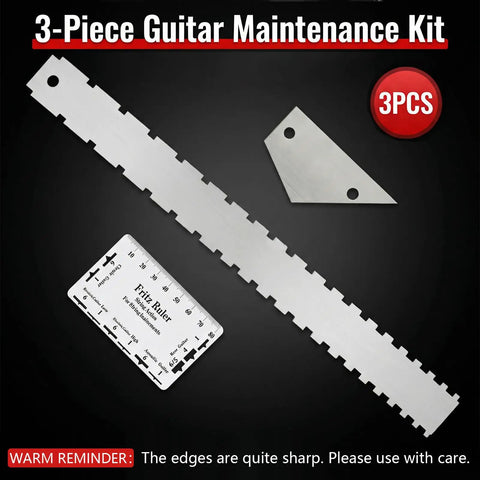 All In One Guitar Maintenance Kit With Fret Press And Fret Leveling Tools, 3 Piece Luthier Set on black background
