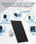 Outdoor Solar Panel Charger For Security Cameras, 5W Solar Panel Kit With Micro USB And USB C Adapters illustrated