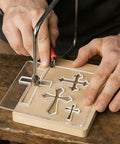 Super Sleek Acrylic Router Template For Woodworking And Charcuterie Boards Killer Cross Inlay Pattern Heavy Duty Routing Guide in use.