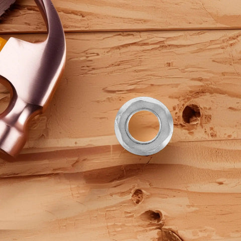 Stainless Steel Washing Machine Hub Nut Replacement Kit Durable Washer Nut Set on wooden surface with tool