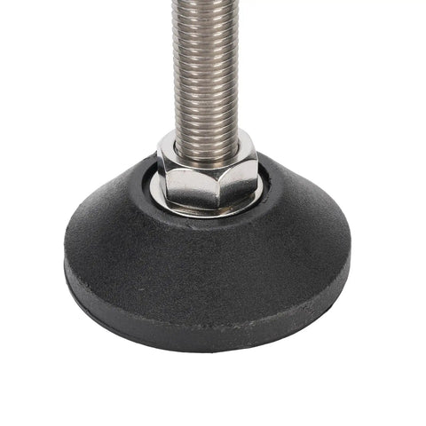 Close-up of Two Pack Black Nylon Leveling Feet With M16 Thread, 80mm Round Base, 100mm Adjustable Height, Heavy Duty Floor Levelers