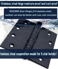 Heavy Duty 4 Inch Stainless Steel Door Hinges Matte Black Ball Bearing Set For Interior And Exterior Use, Square Corner