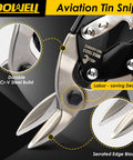 Close-up of Heavy Duty 10 Inch Tin Snips For Metal Cutting With Chrome Vanadium Blades Left Handed Aviation Snips