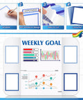 Writable Blue Boho 60 Trim Scalloped Poster Boards Set with 18 Presentation Subtitles for Classroom Displays
