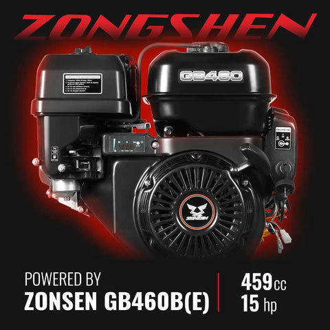 6 Inch Wood Chipper Shredder Mulcher Powered By ZONSEN 459cc 15HP Gas Engine With Electric Start shown