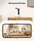 Indoor Pet Camera With Treat Dispenser And Remote Toss 360 Degree View showing phone display with pet monitoring feed