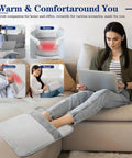 Woman using Double Sided Electric Foot Warmer With LCD Display And Auto Shut Off, 9 Heat Settings, Non Slip Plush, on couch
