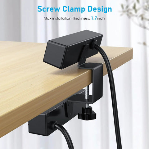 Under Desk Clamp Power Strip With 10 Outlets And 3 USB Ports, 20W USB-C Fast Charge, 6 Ft Cord, Desktop Edge Mount Charging Station clamp