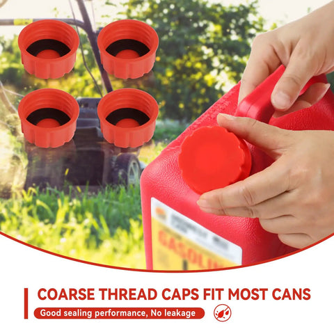 5 Gallon Gas Can Cap Replacement With Coarse Thread For Gasoline Universal Fit For Plastic And Metal Gas Cans Portable Tank Lid Includes Spout Replacement Old Style Pack Of 4 shown installed on red gas can
