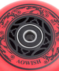 Close-up of 76mm 90A Ripsurf Wheels Set For RipStik DLX Caster Board With ABEC9 Bearings, red design and black core.