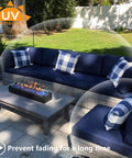Outdoor Cushion Covers Replacement Set 14 Piece For 7 Piece 6 Seater Wicker Rattan Sectional Sofa Patio Slipcovers Blue with UV protection