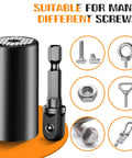 Universal Socket Tool Set For Dads And Grads Gift Idea All In One Chrome Vanadium Magnetic Ratchet Socket Wrench Set Seven To Nineteen Millimeters No Socket Change Handy Gift For Father Husband Grandpa Stepdad Papa Gadgets shown with various compatible screws.