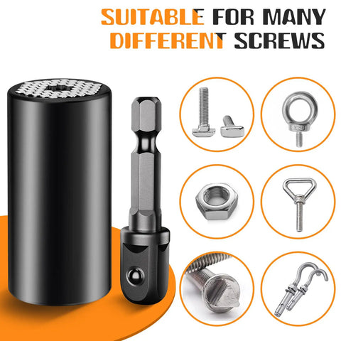 Universal Socket Tool Set For Dads And Grads Gift Idea All In One Chrome Vanadium Magnetic Ratchet Socket Wrench Set Seven To Nineteen Millimeters No Socket Change Handy Gift For Father Husband Grandpa Stepdad Papa Gadgets shown with various compatible screws.